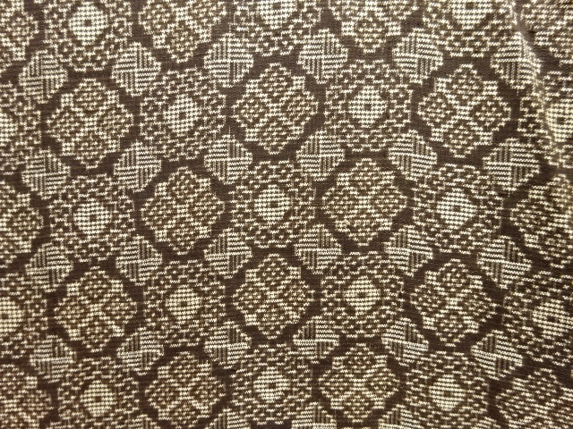 JAPANESE KIMONO / ANTIQUE KIMONO / SILK / DORO OSHIMA TSUMUGI / WOVEN ABSTRACT PATTERN